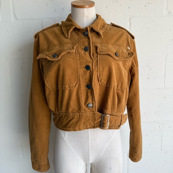 Free People Everlyn Jacket Small suede Brown Button Up Pockets Lined Motorcycle - Picture 3 of 13